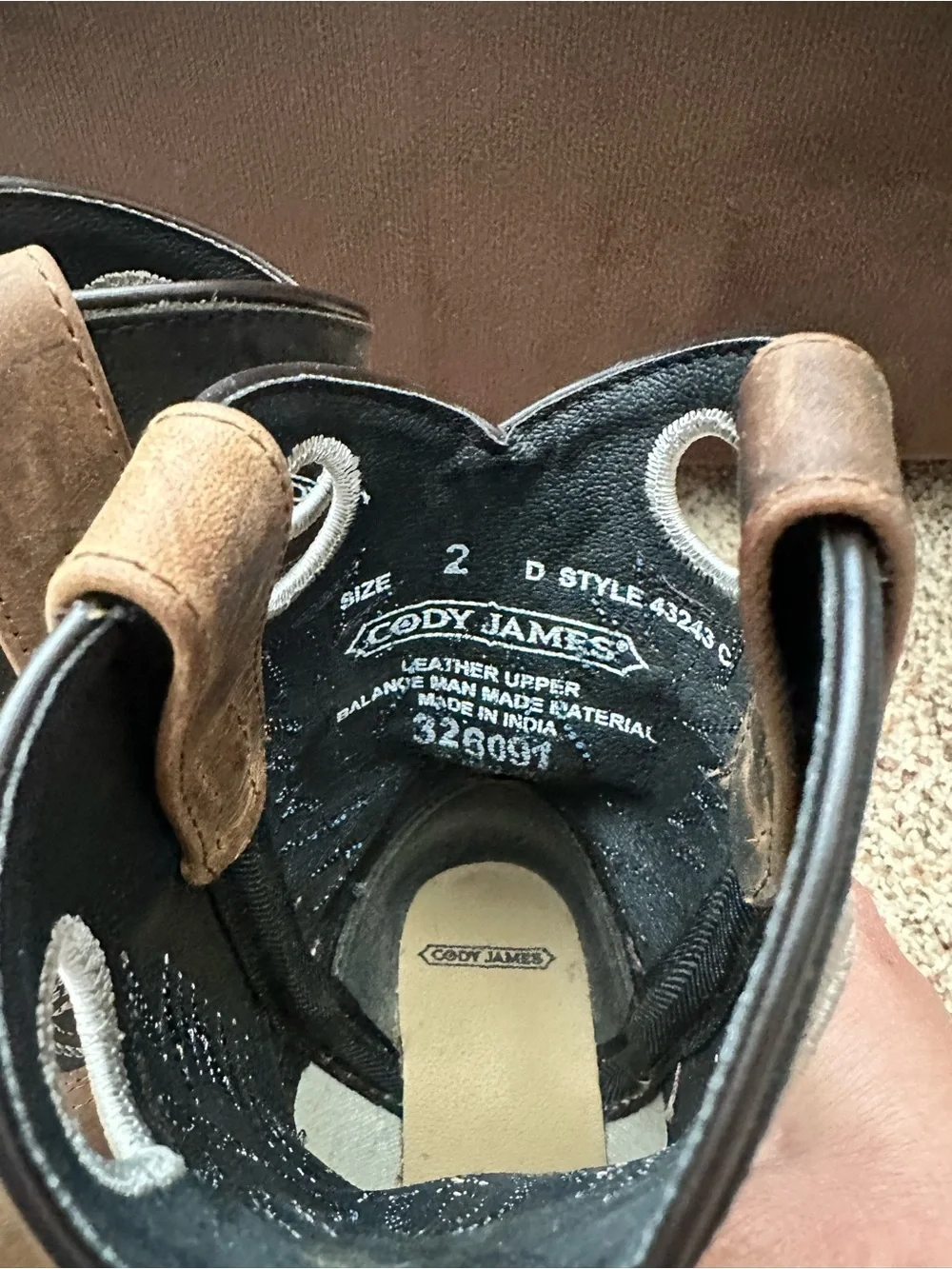 Kids’ Brown Leather Cowboy Boots with Black Embroidered Shaft